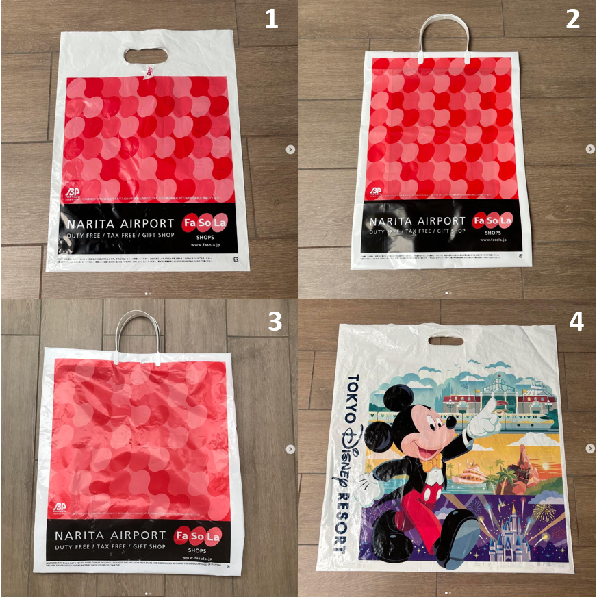 ถุง ถุงพลาสติก จาก NARITA AIRPORT (JAPAN) และ Disneyland ของแท้ น่ารักมาก จากญี่ปุ่น ถุงสนามบิน ใส่ข