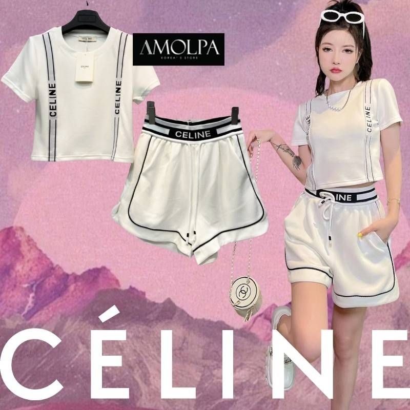 SET CELINE 2022SS  ...... ตัวเสื้อเป็นเสื้อแต่งแถบอักษรด้านหน้า