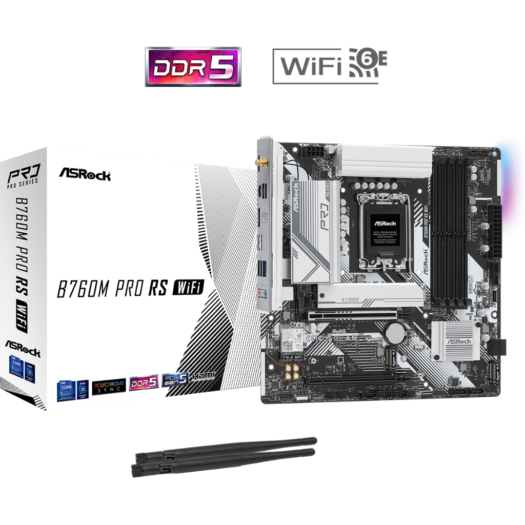 MAINBOARD (เมนบอร์ด) ASROCK B760M PRO RS WIFI Dual Channel DDR5  (SOCKET LGA 1700)-ของแท้รับประกัน 3