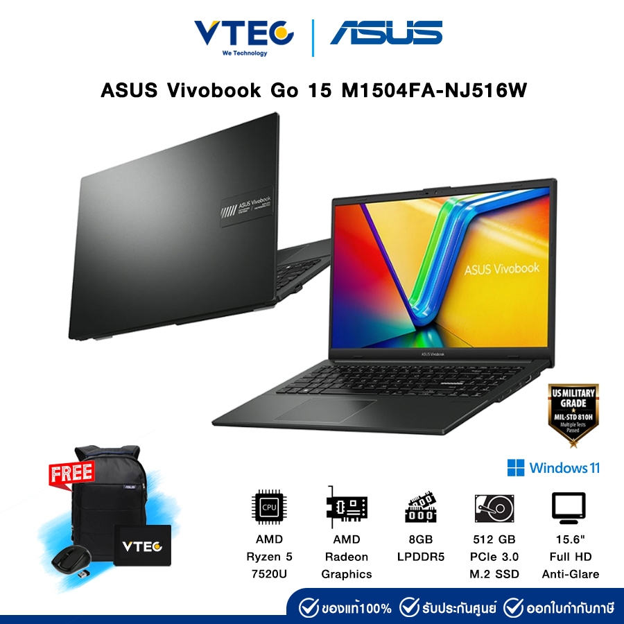 ASUS Vivobook Go 15 M1504FA-NJ516W | AMD Ryzen 5 7520U | 15.6" | 8GB LPDDR5 | 512GB M.2 | Windows 11