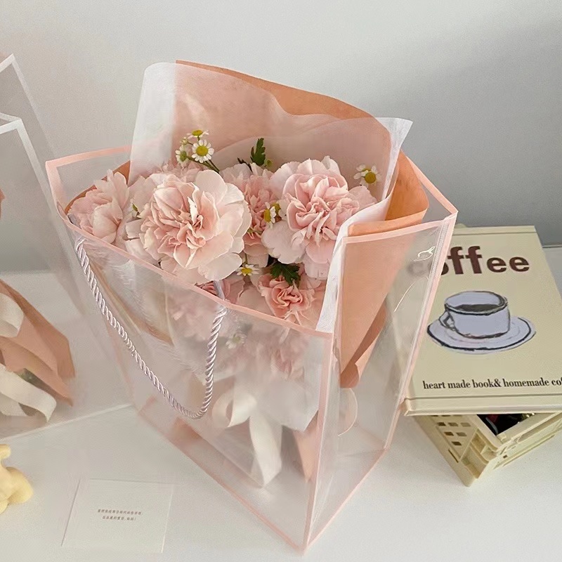 ✅ส่งในไทย✅ถุงหูหิ้วใส PVC ถุงใส่ของขวัญ ตุ๊กตา ดอกไม้ งานวันเกิด งานรับปริญญา