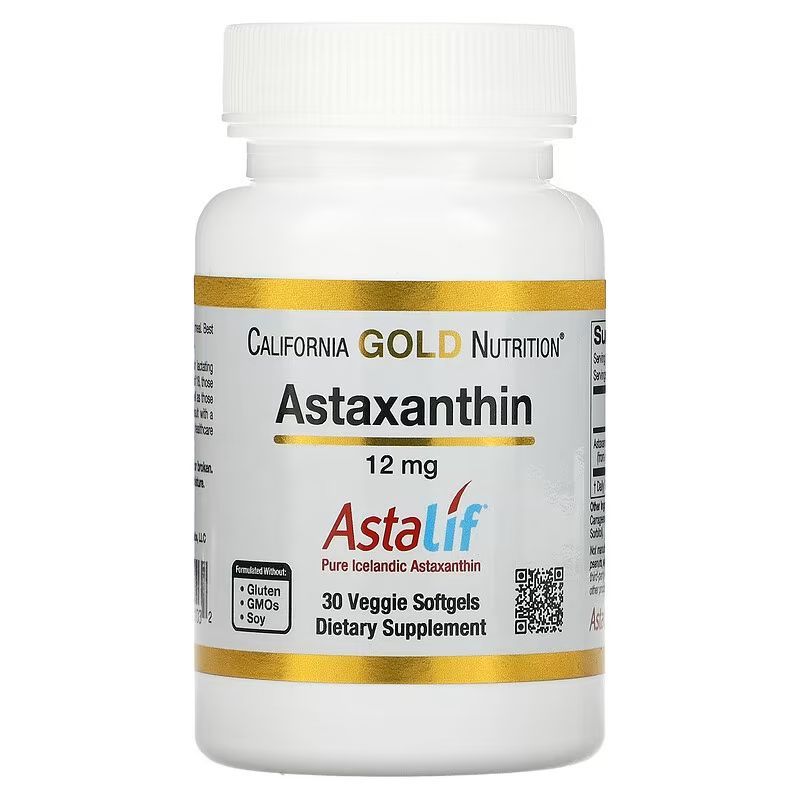 แอสตาแซนธิน California Gold Nutrition, Astaxanthin Astalif Pure Icelandic, 12 mg, 30 Veggie Softgels