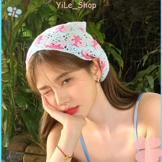 [จัดส่งจากไทย] ผ้าโพกศีรษะทรงสามเหลี่ยม สไตล์เกาหลี ฤดูร้อน เหมาะสำหรับใส่เที่ยวและถ่ายรูปทะเล