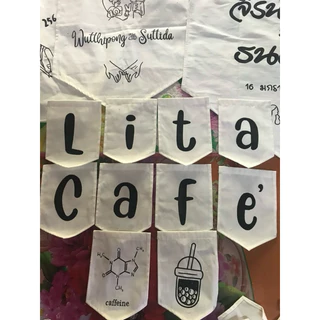 ธงราว ธงเปล่า ธงผ้าดิบ/พร้อมส่ง (ฟรีเชือก)สำหรับเพ้นท์เองตกแต่งร้าน ร้านกาแฟคาเฟ่ อื่นๆ