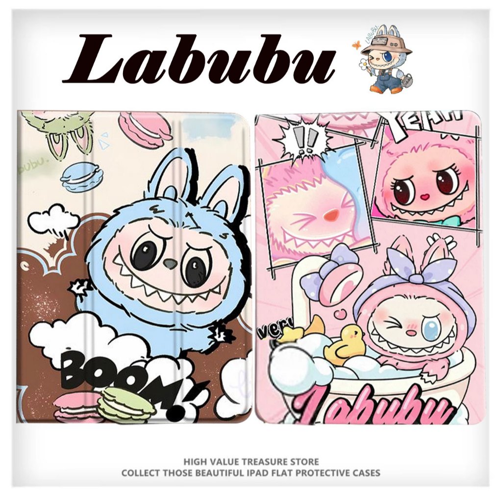 เคส Labubu เคสสำหรับ ไอแพด Pro 11 13 M4 2024 Air6 Air 11 13 Air 4/5 10.9 มีช่องใส่ปากกา เคสหนัง เคสกันกระแทก Smart Case