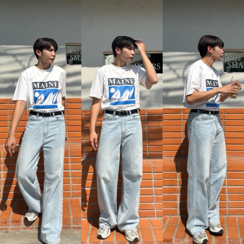 SAMOOM.1ST Classic Jeans L999 กางเกงยีนส์เอวสูงทรงขากระบอก สียีนส์อ่อน สุดเท่