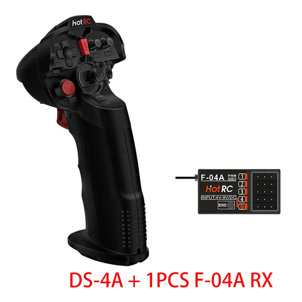 Hotrc DS-4A 2.4G เครื่องส่งสัญญาณวิทยุ RC มือเดียว 4 ช่องพร้อมตัวรับสัญญาณ 4Ch