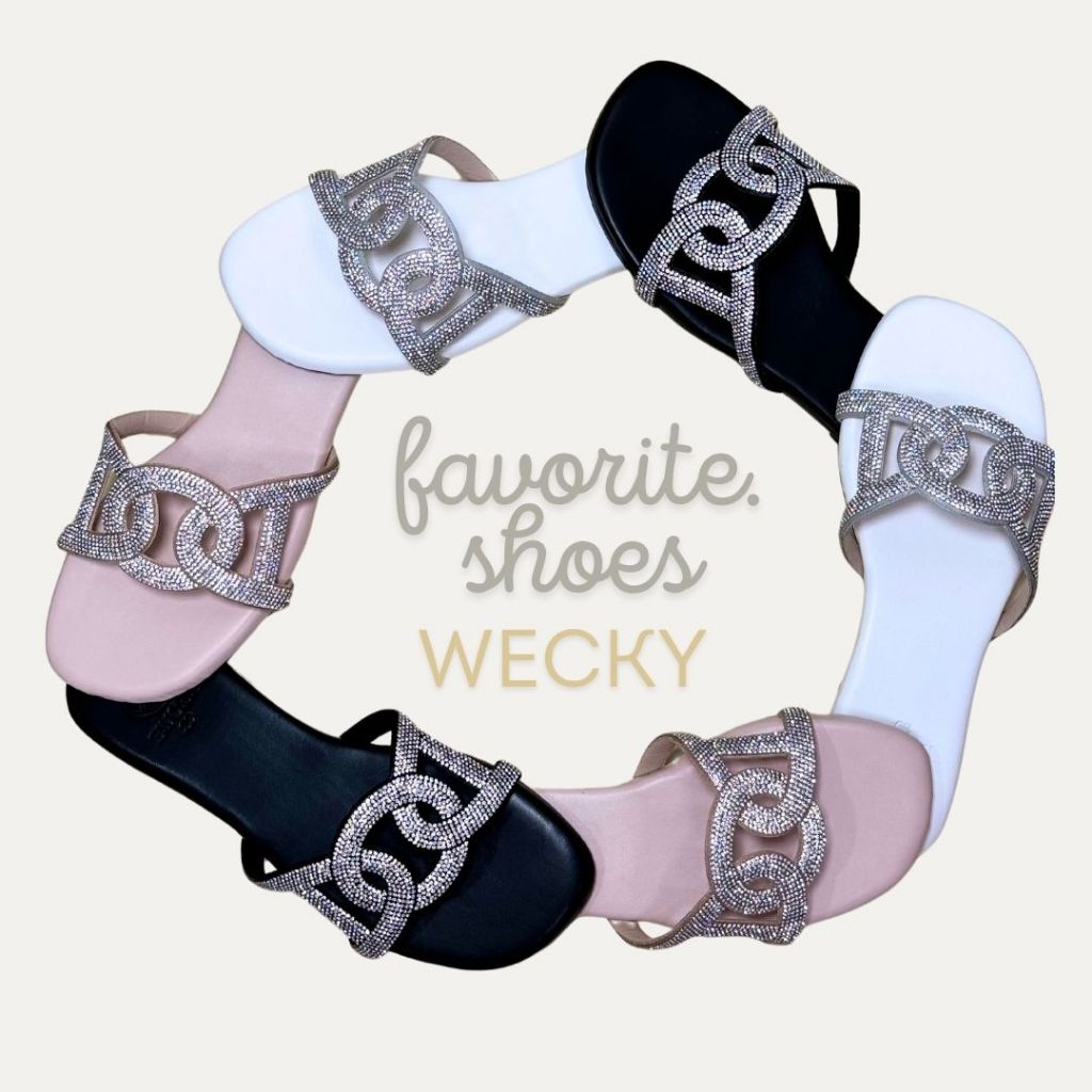 wecky (FS6) size 36-45 รองเท้าแตะคาดเพชร แบบสวม พื้นนุ่ม ใส่สบายมาก
