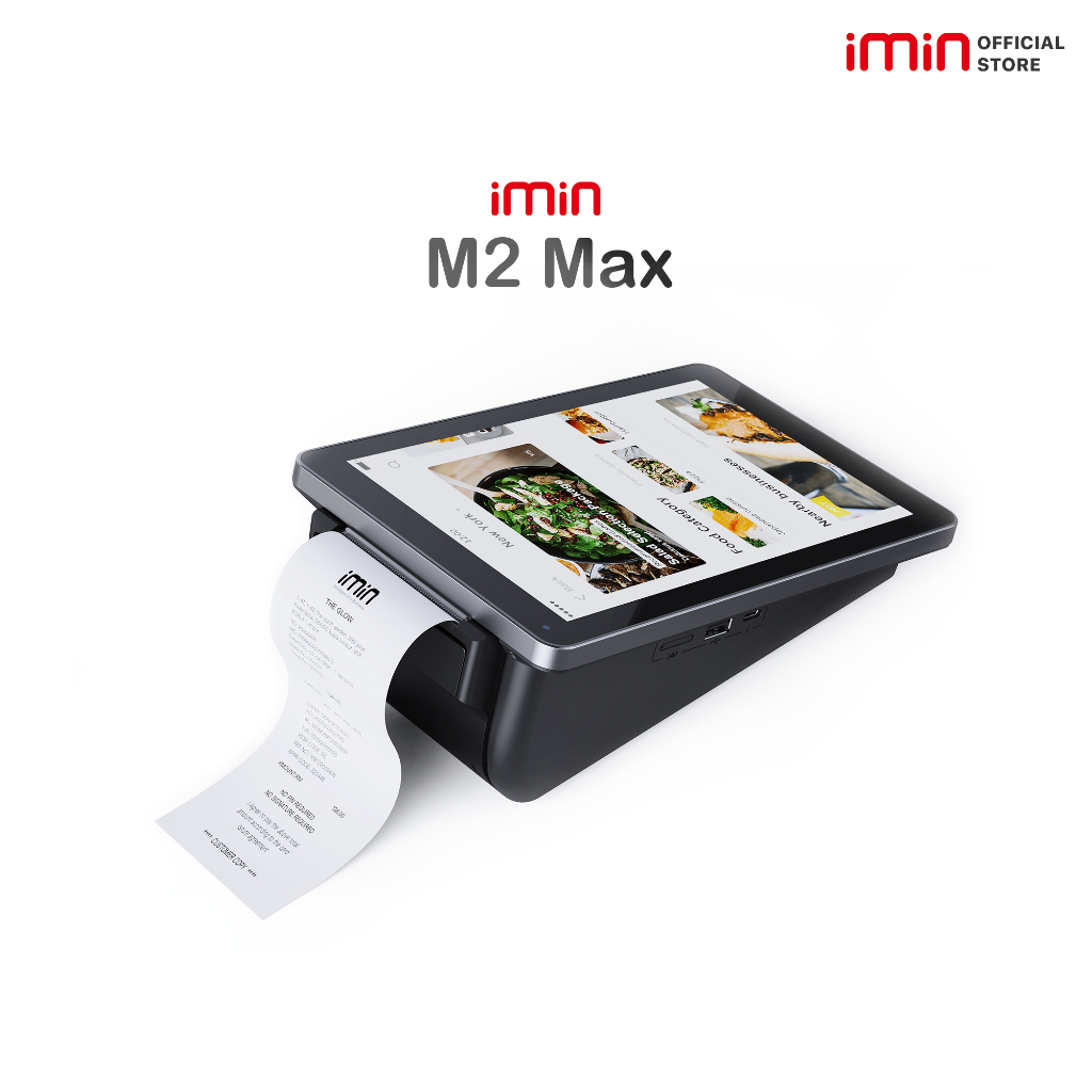 เครื่องคิดเงิน iMin M2 Max พร้อมเครื่องพิมพ์ใบเสร็จในตัวขนาด 58x40 มม.