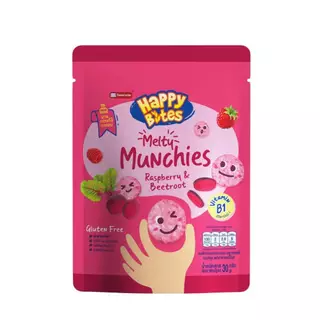 Happy Bites Melty Munchies แฮปปี้ไบท์ ขนมข้าวหอมมะลิอบกรอบสำหรับเด็ก 12 เดือนขึ้นไป 30g/15g