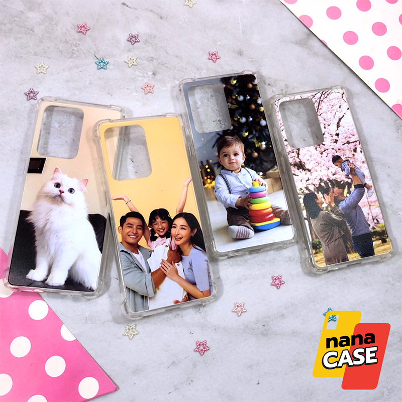 รุ่นไอโฟน / รุ่นซัมซุง เคสพิมพ์รูปสั่งทำได้ตามต้องการ ตัวเคสขอบนิ่มใสด้านหลังแข็ง PC กันเลนส์กล้องนูน มุมกันกระแทก