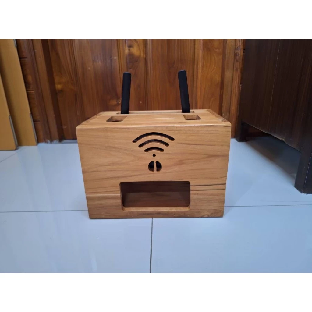 กล่องเก็บเราเตอร์ Wifi และสายไฟ ไม้สักทอง TE087 thumbnail 4