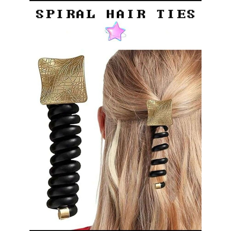 Y2k spiral coil design hairband ponytail elastic hair tie
