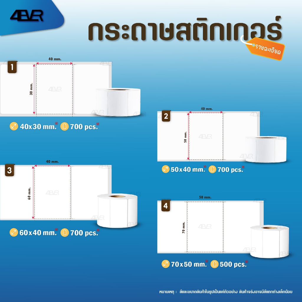 สติ๊กเกอร์ ความร้อน พิมพ์ ใบปะหน้า บาร์โค้ด ฉลาก100x75 90x50 80x50 80x60 70x50 60x40 40x30mm Label - รูปที่ 2