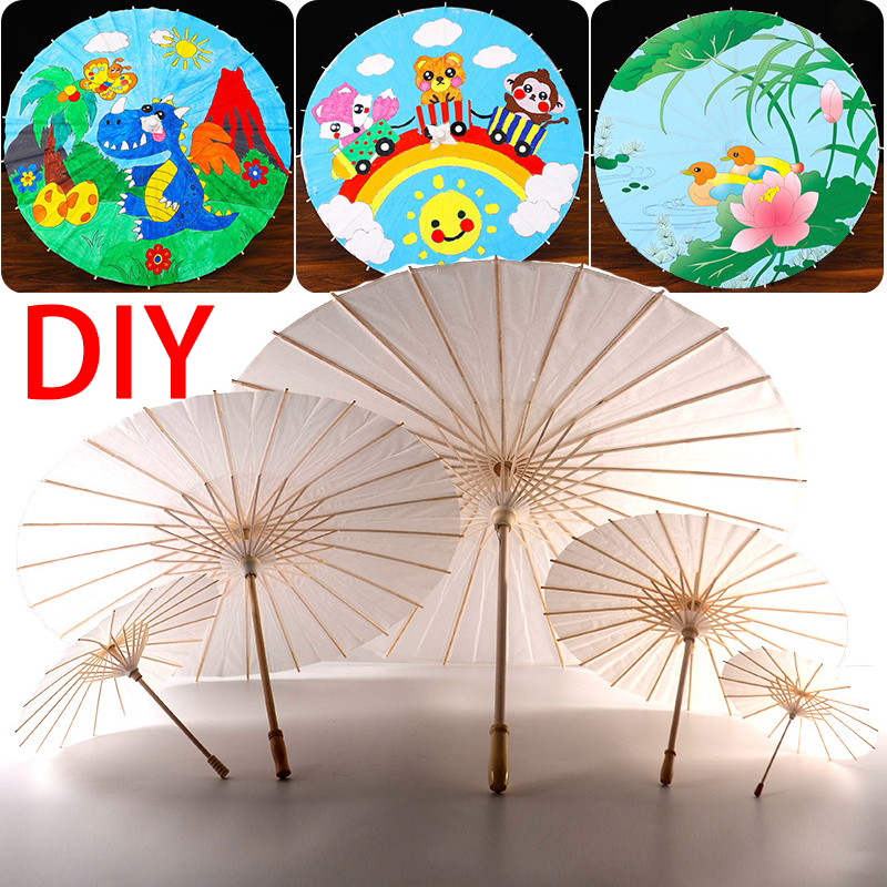 ร่มไม้กระดาษสีขาว DIY ขนาด20/60/84ซม.สไตล์จีน  Paper umbrella สำหรับตกแต่ง ถ่ายภาพ - รูปที่ 4