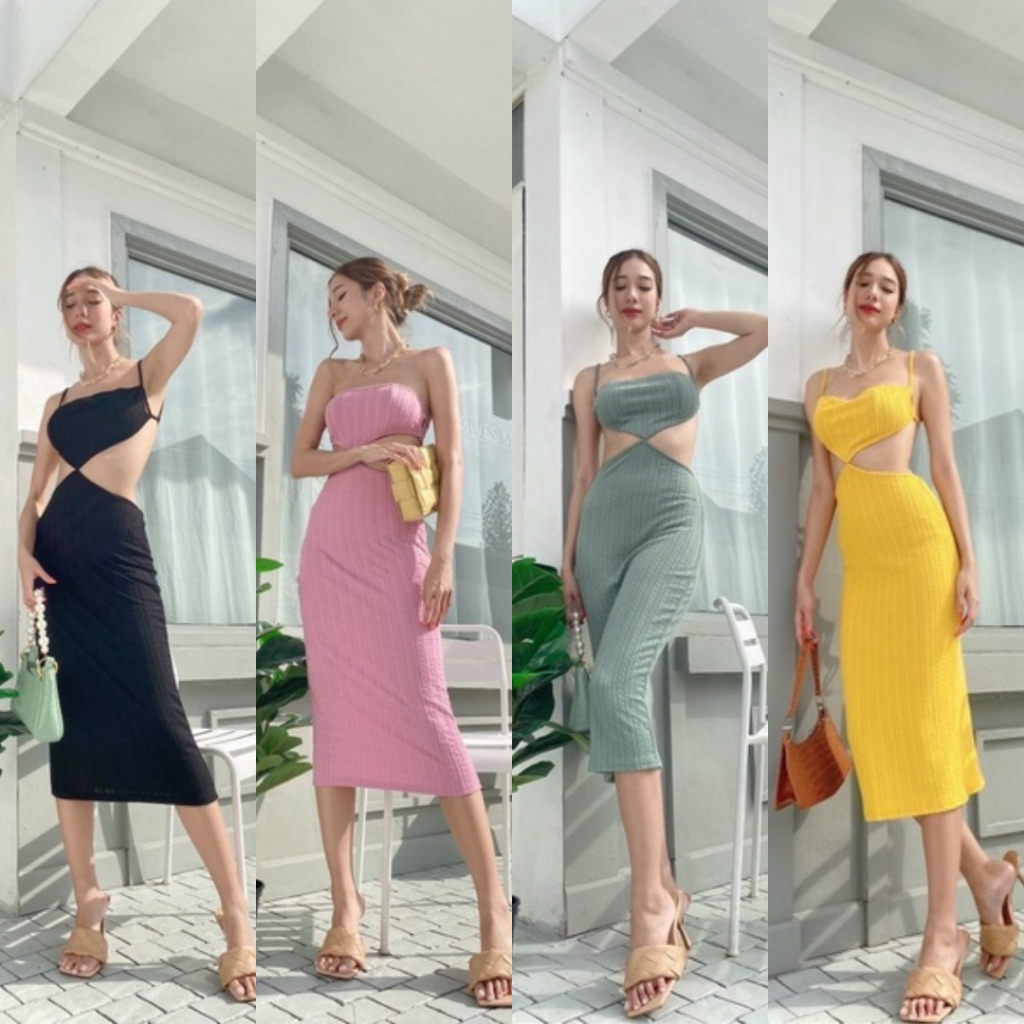 MIKA เดรสผ้าทอ ลายสวยมากกก ผ้านี้ทำมากี่รุ่นๆก็ขายดีนะคะ สายข้างหลัง ร้อยพันเองตามแบบของตัวเอง(MK1B)