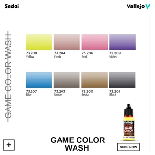 [ ส่งฟรี 🔥 ] วาเลโฮ สีเพ้นท์โมเดลสูตรน้ำ Vallejo Game Color 18ML ( Wash ) สีเพ้นท์โมเดล