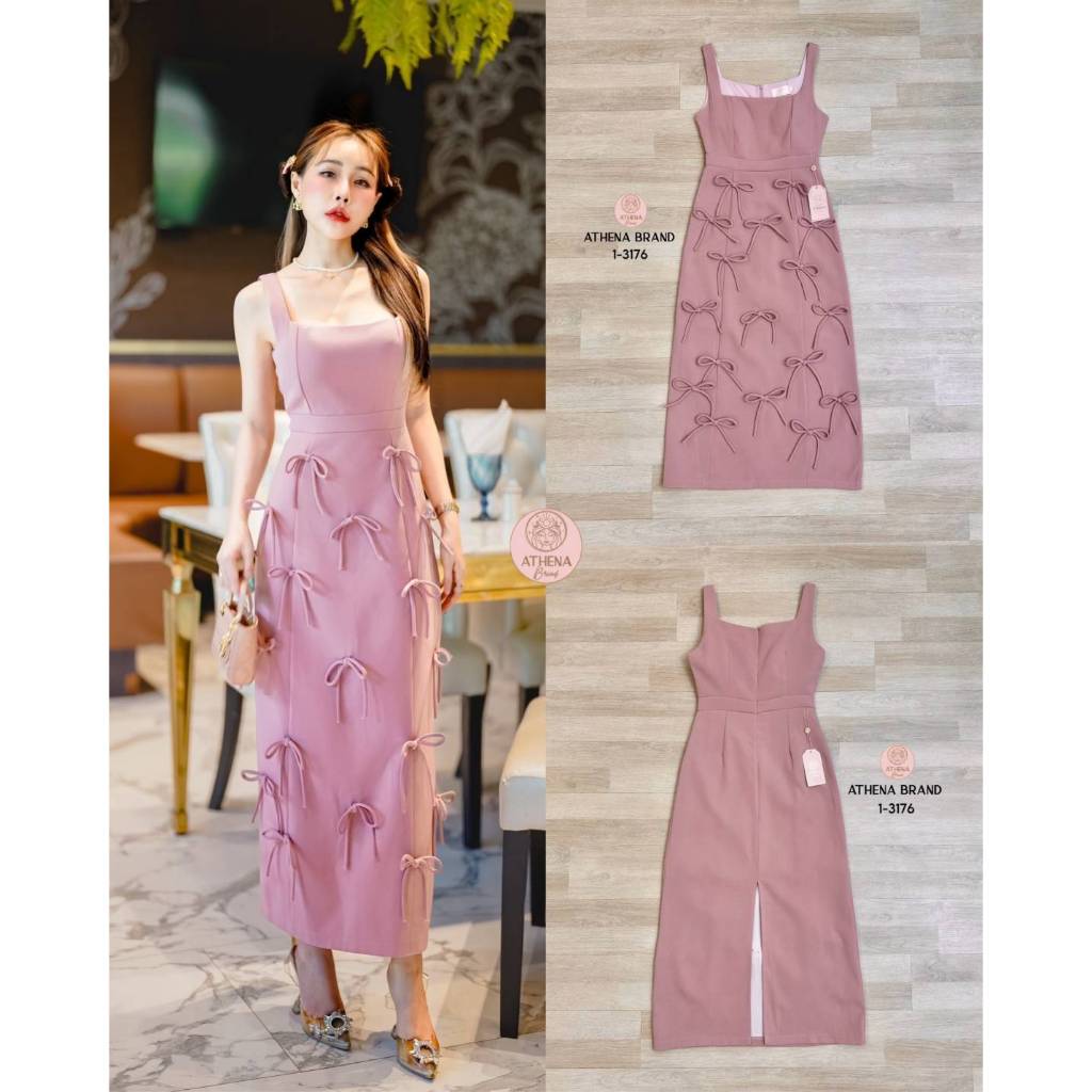 Athena Maxi Dress ดีไซน์คอเหลี่ยมหน้าอก(*สอบถามสต๊อกก่อนกดสั่งน๊า)