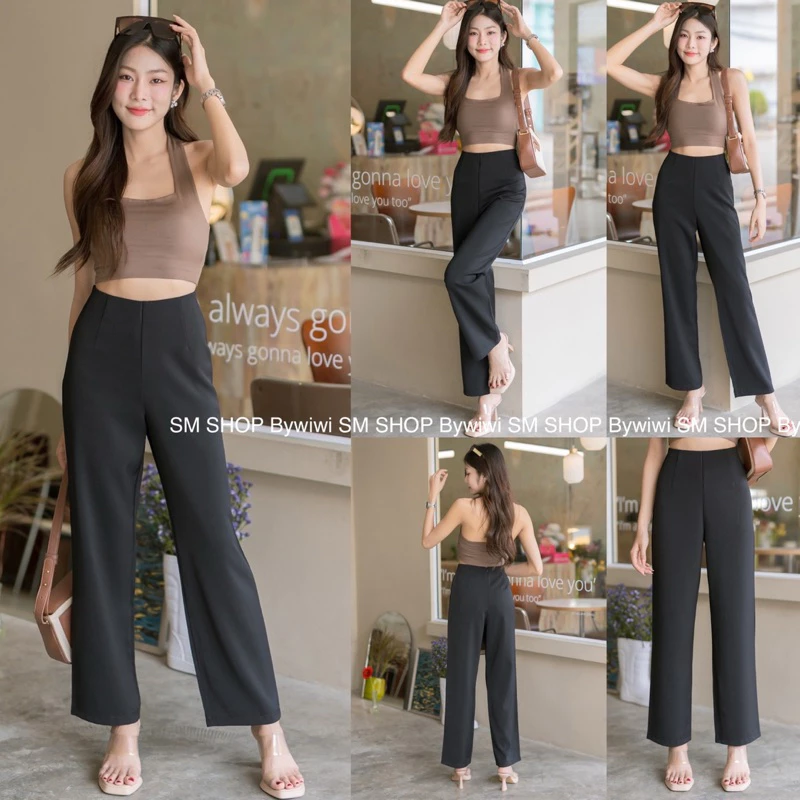 รุ่น S4 ขากระบอกใหญ่ เอวสูง ขอบเรียบ S - 2XL มีเก็บเงินปลายทาง📦