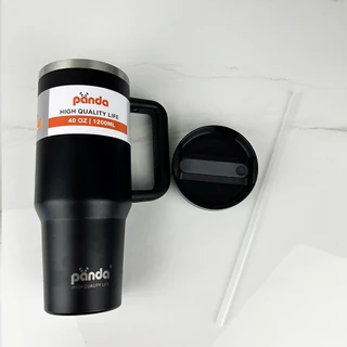 PANDA แก้วเก็บความเย็น 40oz สแตนเลส304 เก็บเก็บความเย็น มีหูจับ มีหลอดดูด ยกดื่มได้ มี11สี