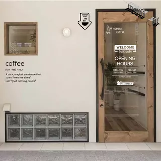 สติ๊กเกอร์ กาแฟ / Coffee / Cafe (PVC ไดคัทตกแต่งกระจก ผนัง ประตู)