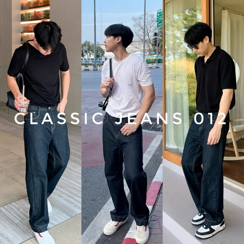 012 Classic jeans (890.-) “พร้อมส่ง“ กางเกงยีนส์ผู้ชายสีดำ สไตล์คลาสสิกทรงขากระบอกกลาง