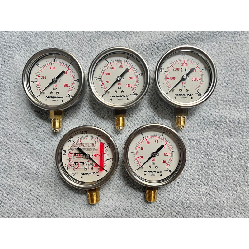Pressure Gauge Nuova Fima เกจวัดแรงดัน / แรงดูด หน้าปัด 2.5" เกลียว 1/4" เกจสแตนเลสเกลียวออกล่างทองเหลือง NPT&BSP