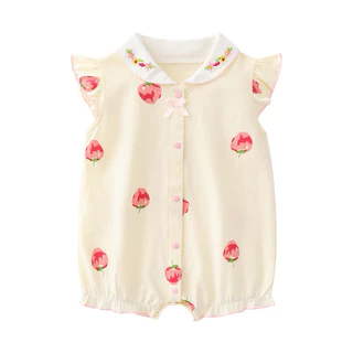 Babyculture พร้อมส่ง （ซื้อ2ตัวโปรลดคุ้มมาก)มีลายใหม่เสื้อผ้ารอมเปอร์เด็กผู้หญิงสีชมพู ผ้าคอตตอน บอดี้สูทเด็ก