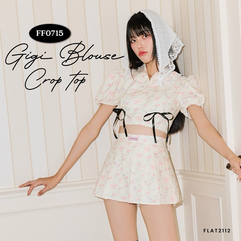 FLAT2112 FF0715 : GIGI BLOUSE CROP TOP เสื้อครอป แขนตุ๊กตา