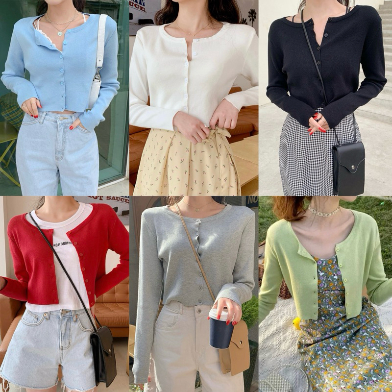 𝑇ℎ𝑒𝑦𝑜𝑢𝑟𝑙𝑜𝑜𝑘𝑠 205 #พร้อมส่ง 𝗣𝗼𝗽𝗽𝘆 𝗖𝗮𝗿𝗱𝗶𝗴𝗮𝗻 เสื้อครอปคาร์ดิแกน ผ้าไหมพรม สีพื้น (กดใน 𝗟𝗶𝘃𝗲 ลดเหลือ 𝟭𝟬𝟬฿)