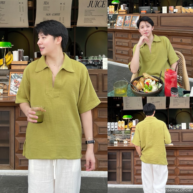 เสื้อแขนสั้น คอปก ทรงเรียบง่ายดูดี สำหรับผู้ชาย #Oliver