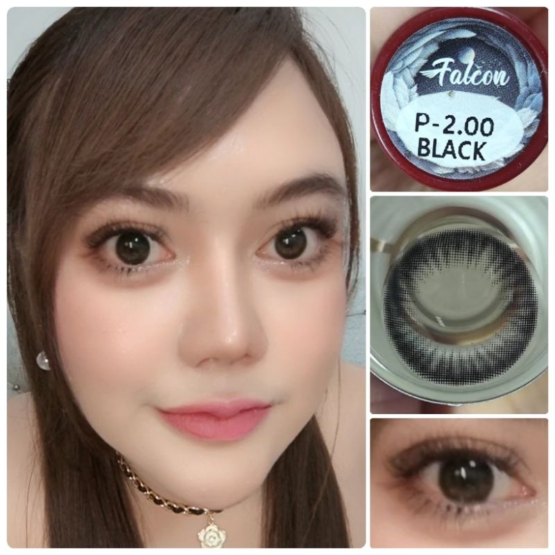 คอนแทคเลนส์ รุ่น Falcon สีเทา/ตาล/ดำ Gray/Brown/Black มีสายตา (0.00)-(-7.00) เปลี่ยนแทนทุกเดือน