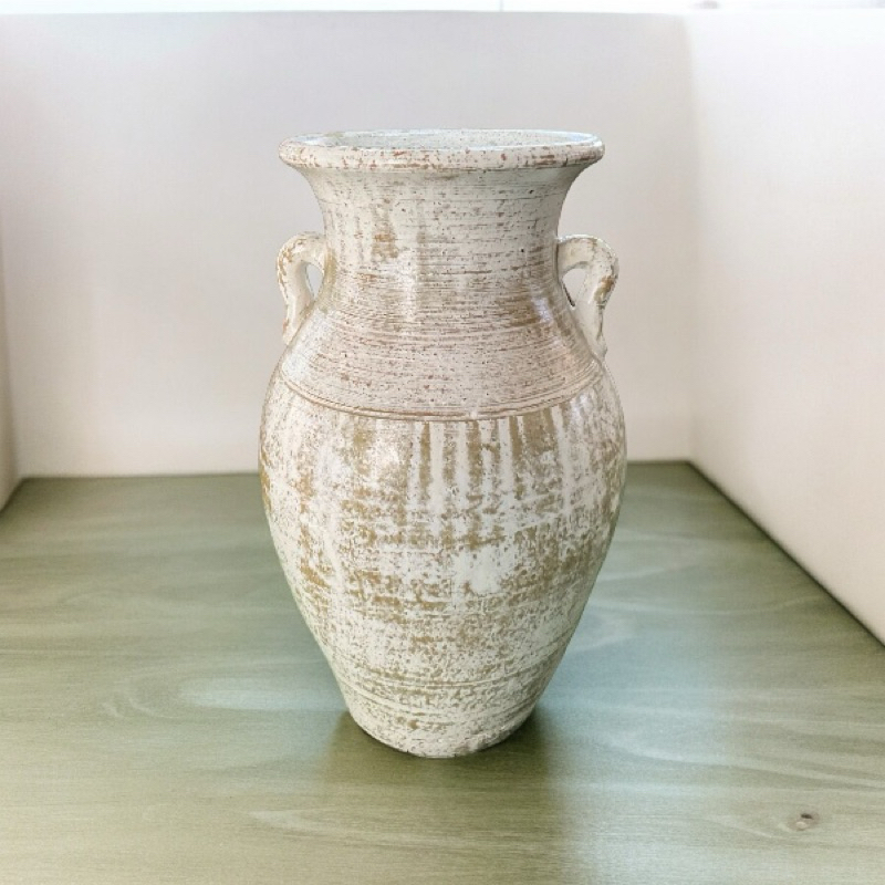 Vase แจกันดินเผาปากบาน มีหู 2 หู ขนาด 23 x 35 cm.