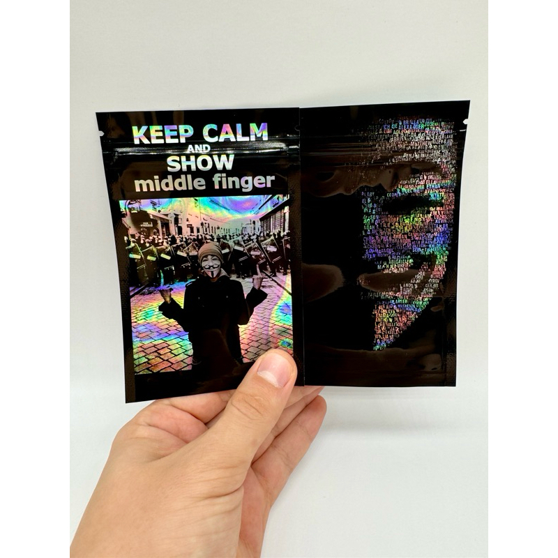 High Quality Mylar Zip Bag Packaging Holographic Keep Calm Smell Proof Water Proof 3.5gr