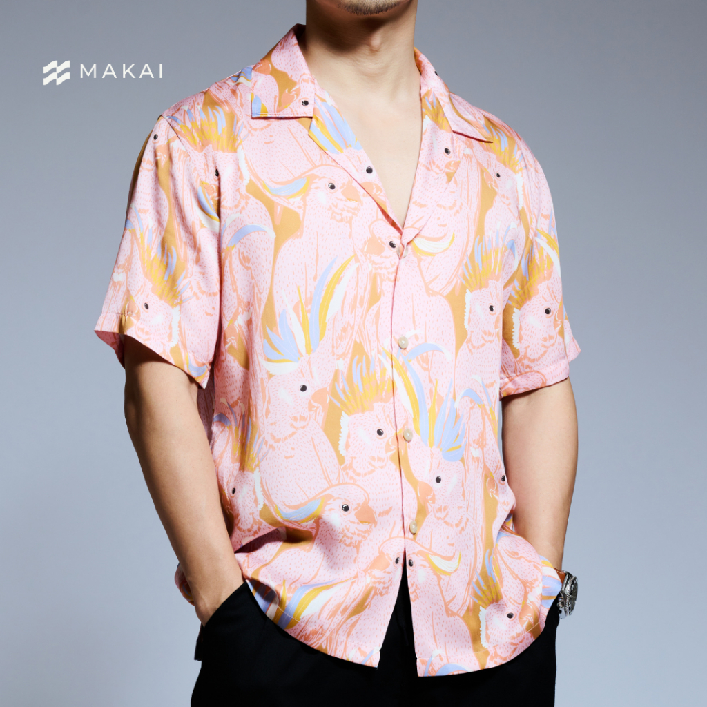 MAKAI เสื้อเชิ้ต เสื้อฮาวาย ผ้าไลโอเซลล์ ลาย RIO Hawaiian Shirt