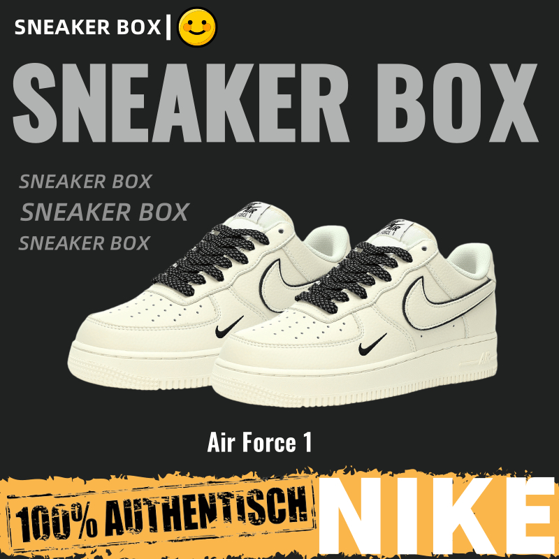 (ส่งฟรี) Nike Air Force 1'07 Low"Beige/Black/Mini Swoosh" รองเท้าผ้าใบ รองเท้า nike MJ0319-021
