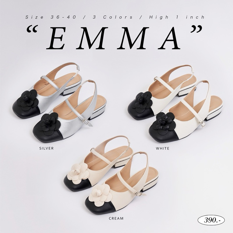 ˚✿ EMMA” เอ็มม่า ♡̶ “ แมรี่เจนรัดส้นแต่งดอกคามิเลียสูง 1 นิ้ว (พร้อมส่ง ส่งของทุกวัน)