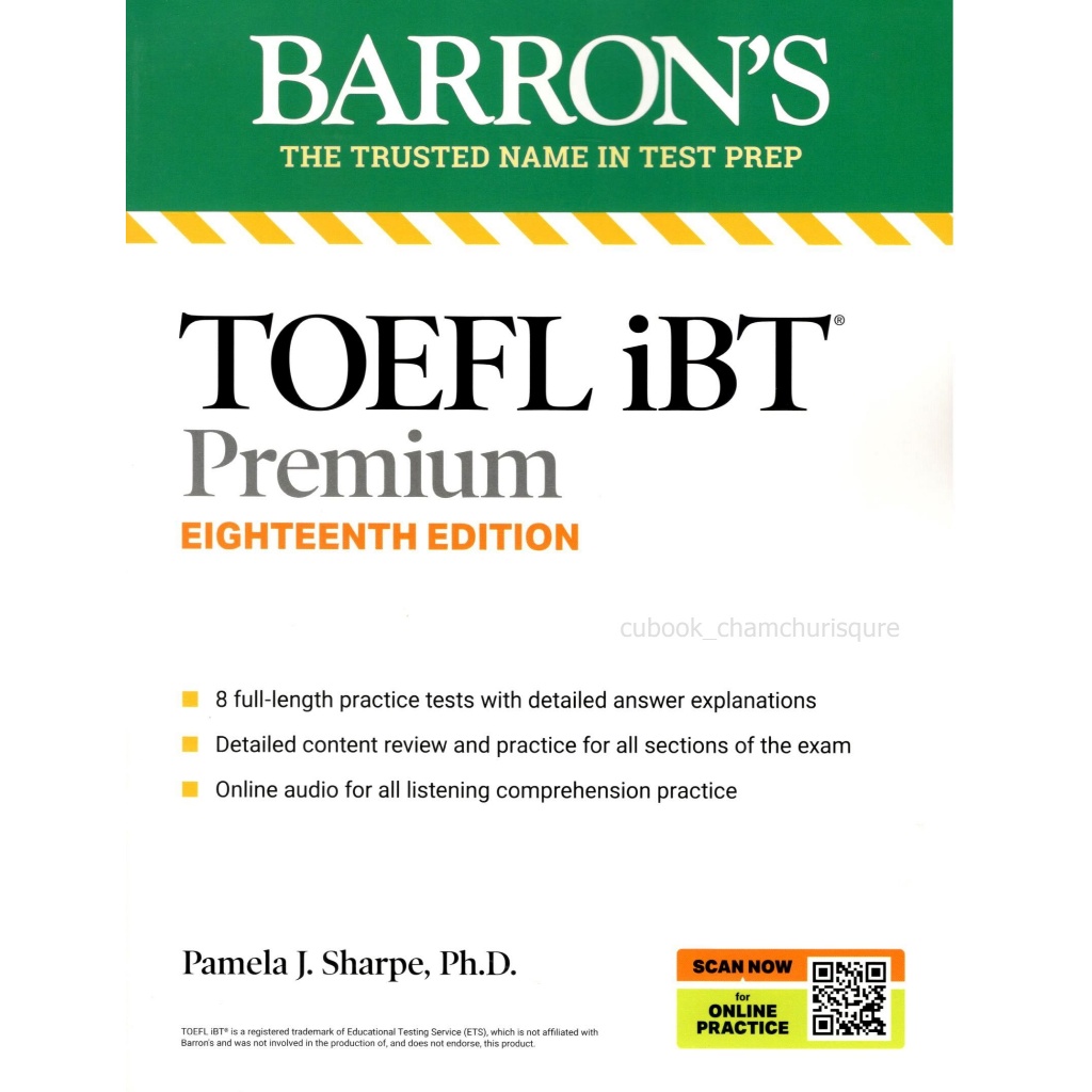 TOEFL IBT PREMIUM WITH 8 ONLINE PRACTICE TESTS + ONLINE AUDIO (BARRON'S) 9781506290539