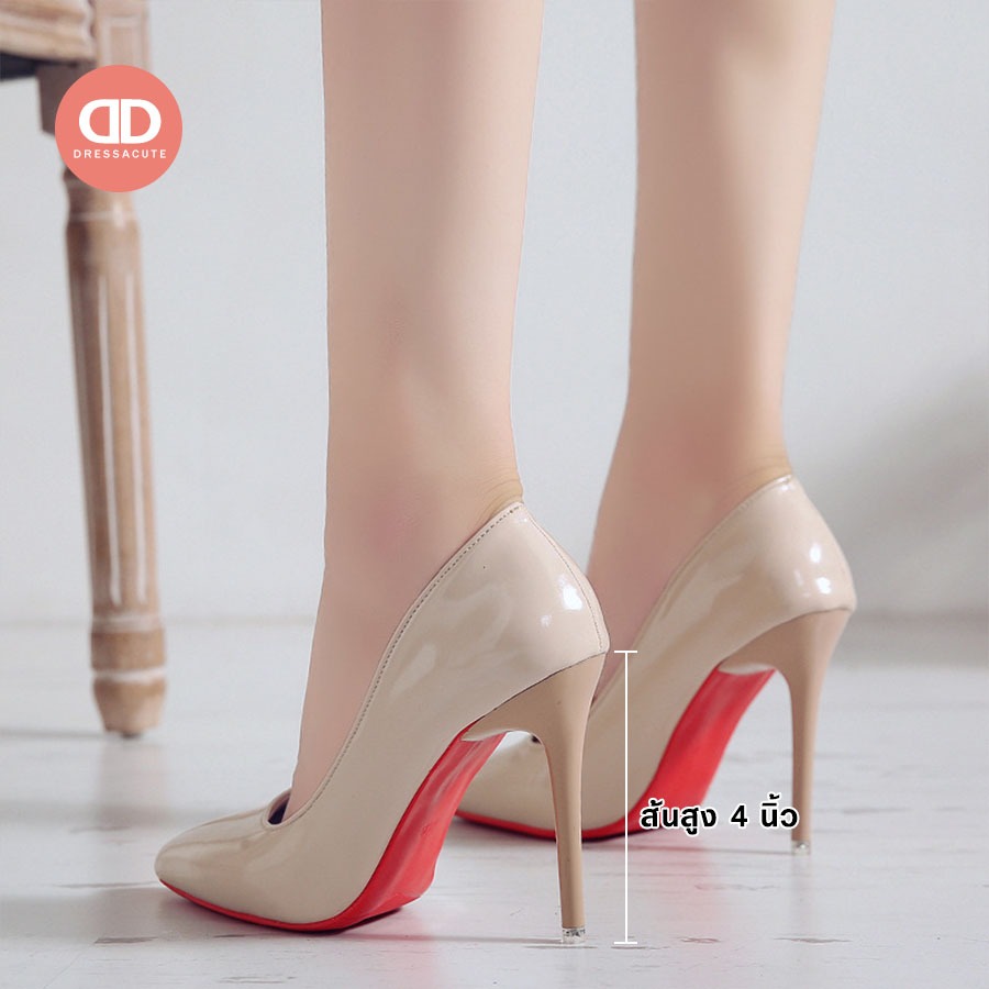 𝗦𝗶𝘇𝗲 𝟯𝟱-𝟰𝟰 🍒 พร้อมส่ง 1244 รองเท้าส้นสูงหัวแหลม ส้นเข็ม หนังแก้วเงา งานทรงสวย รองเท้าแฟชั่นผู้หญิง dressacute