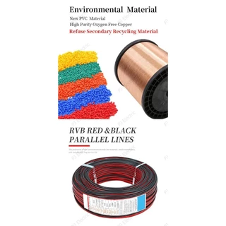 สายไฟคู่ สายไฟลำโพง สายไฟ LED สายไฟคู่ ดำ-แดง (Twins Cable)ขนาด 0.3,0.5,0.75,1.0,1.5 หรือ 2.5 sqmm.(เลือกขนาด)