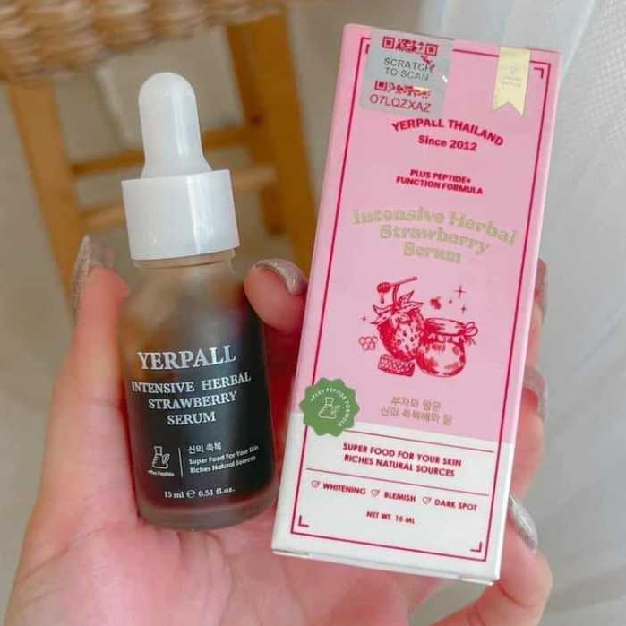 แท่100% เซรั่มสตอเบอรี่ เยอร์พาล YERPALL Strawberry Serum เยอเพล 15ml. ลดสิว ลดฝ้า กระ รอยดำ รอยแดง จุดด่างดำ หน้าใส