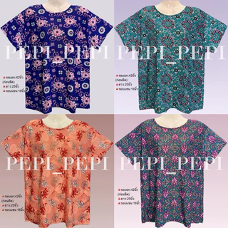 เสื้อผ้าสะดุ้ง แขนสั้น เสื้อคอกลม ใส่สบาย ไม่ร้อน ผ้าเด้ง คนเเก่ เเฟชั่นผู้ใหญ่