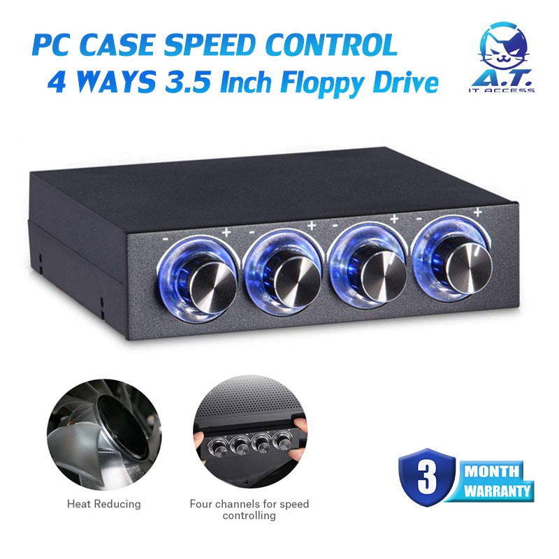 ตัวควบคุมรอบพัดลม 4 Ways Fan Speed Controller PC Case Floppy Disk 2.5'' STW-6002