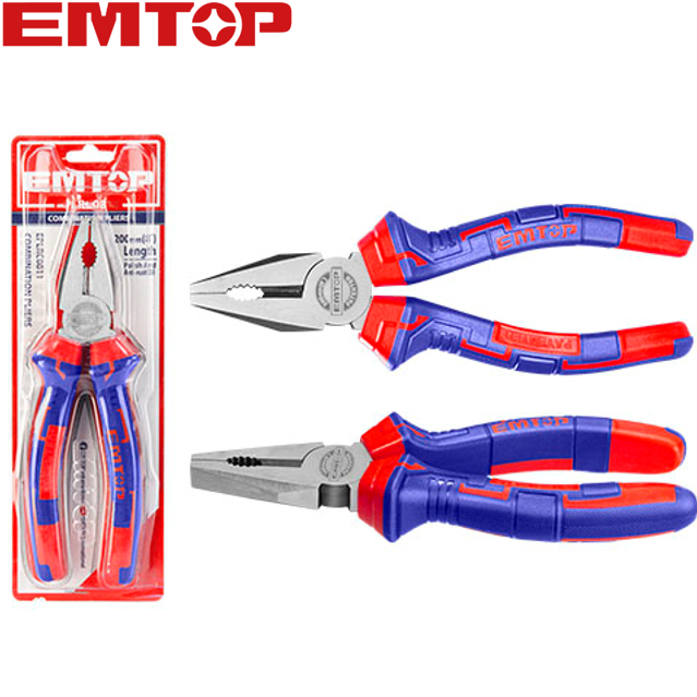 EMTOP คีมปากจิ้งจก ขนาด 6 นิ้ว  7 นิ้ว  8 นิ้ว รุ่น EPLRC0611  EPLRC0711  EPLRC0811 ( Combination Plier )งานคุณภาพสูง