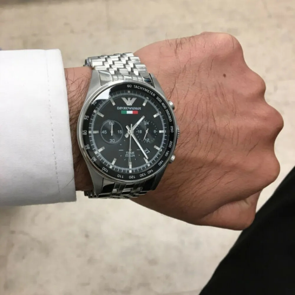 นาฬิกาพร้อมส่งไคะ F.A Emporio Armani Watch For Men Tazio AR5983with black dial stainless steel belt with silver colorค่ะ - รูปที่ 3