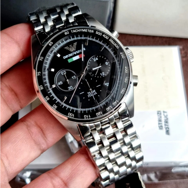 นาฬิกาพร้อมส่งไคะ F.A Emporio Armani Watch For Men Tazio AR5983with black dial stainless steel belt with silver colorค่ะ - รูปที่ 2