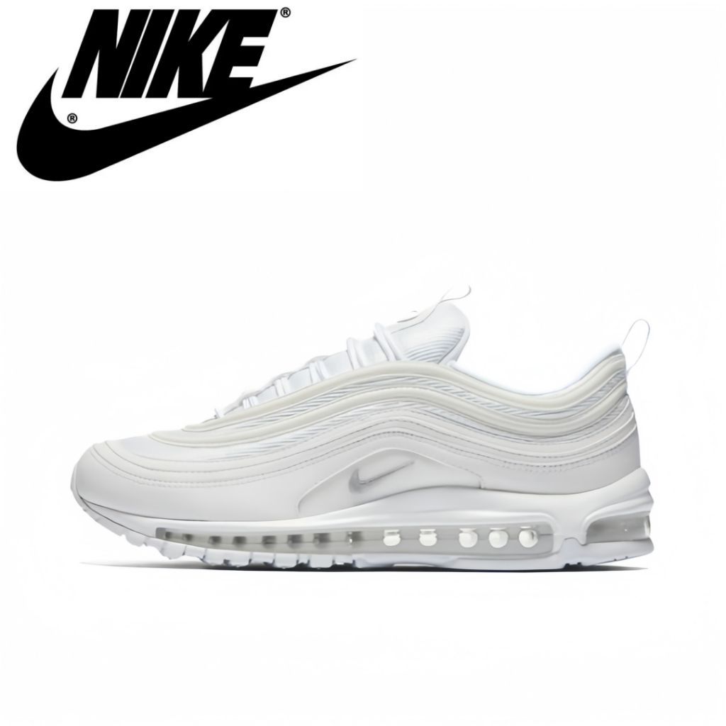 Nike Air Max 97 สีขาว（ของแท้ 100 %）รองเท้าผ้าใบ ผู้ชาย ผู้หญิง รูปแบบ รองเท้า