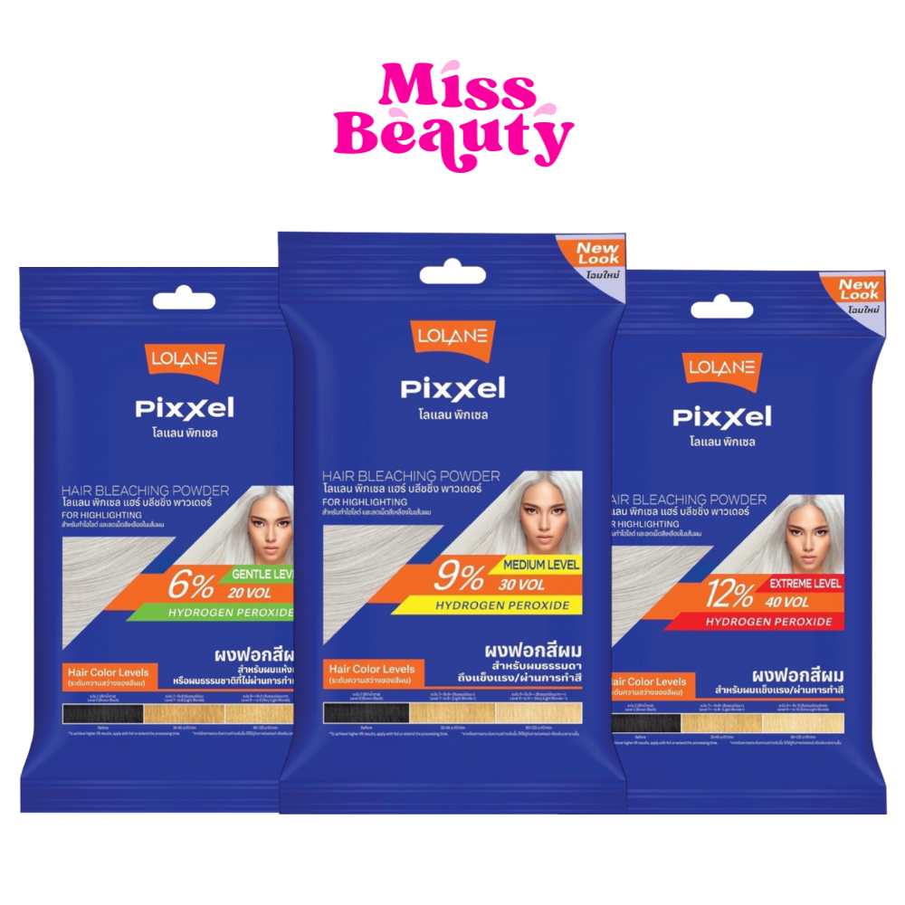 ผงฟอกสีผม กัดสีผม โลแลน พิกเซล แฮร์ บลิชชิ่ง พาวเดอร์ 15 กรัม (ซอง) Lolane Pixxel Hair Bleaching Powder