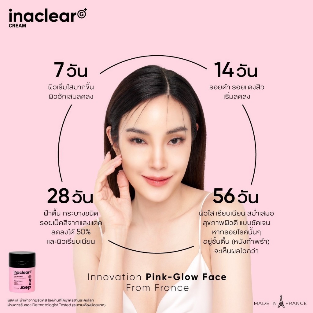 INACLEAR G+ อินนาเคลียร์ครีม ครีมหน้าใสเติมออกซิเจนให้ผิวอมชมพู ลดฝ้า กระ จุดด่างดำ หมอกุ้ง