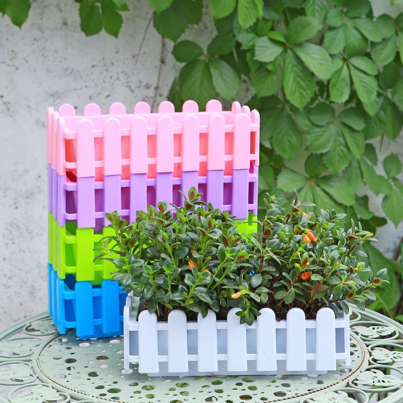 กระถางต้นไม้ยาว กระถางรั้วพลาสติก กระถางปลูกผัก DIY สําหรับปลูกผัก ดอกไม้ สมุนไพร รั้ว